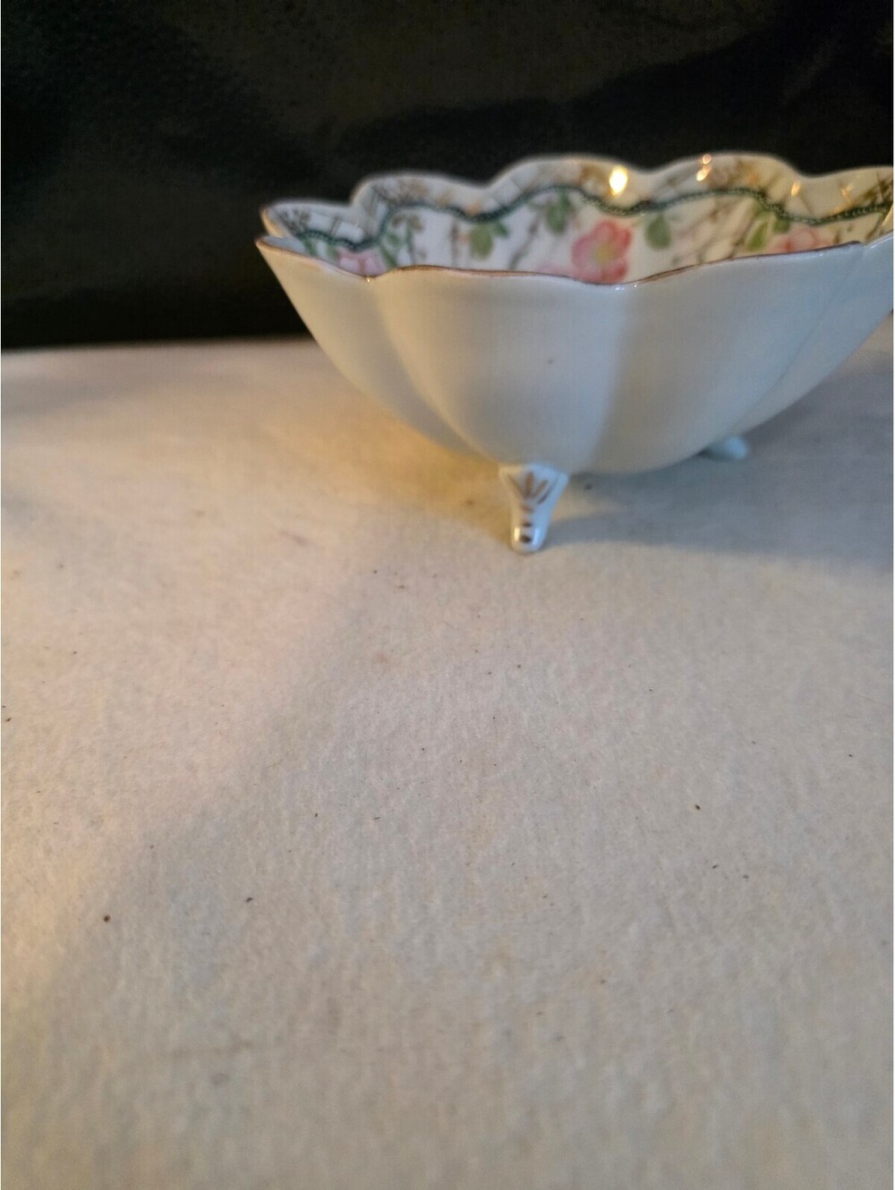 Vintage Made in Japan Hand-Painted Moriage Floral Footed Porcelain Bowl 6”